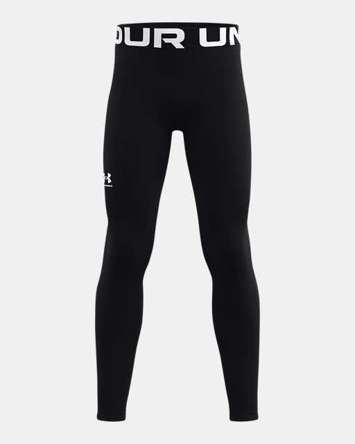 Under Armour Boys Leggings Training Sports Fitted Tight Pants Black YLG#D186 